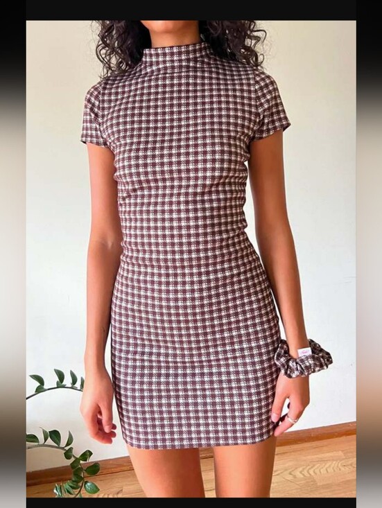 Lisa Says Gah Dresses & Skirts - LISA SAYS GAH Cocoa Plaid Tai Dress
